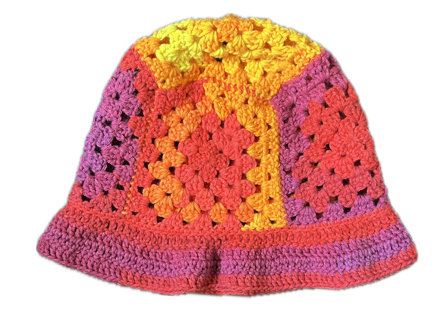 YG Granny’s “Granny Squares” Crocheted Bucket Hat